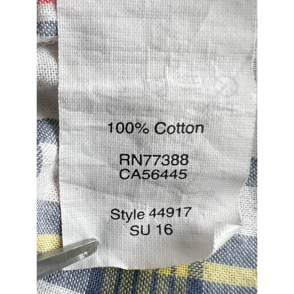 J Crew Men's Summer Plaid Slim Long Sleeve Button Down Shirt Yellow Blue Size XL - Picture 4 of 9